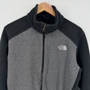 The North Face Mens Full Zip Fleece Jacket Black Gray FlashDry Size Small